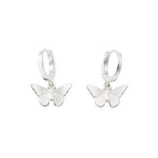 Blue Butterfly Earrings - Silver