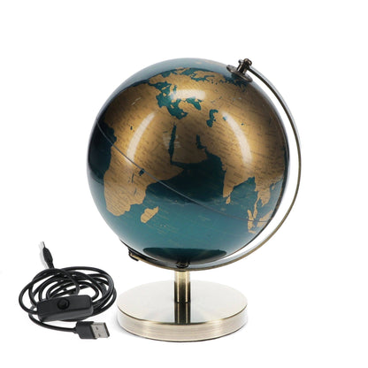Usb World Globe Light (14.2cm) - Blue And Gold