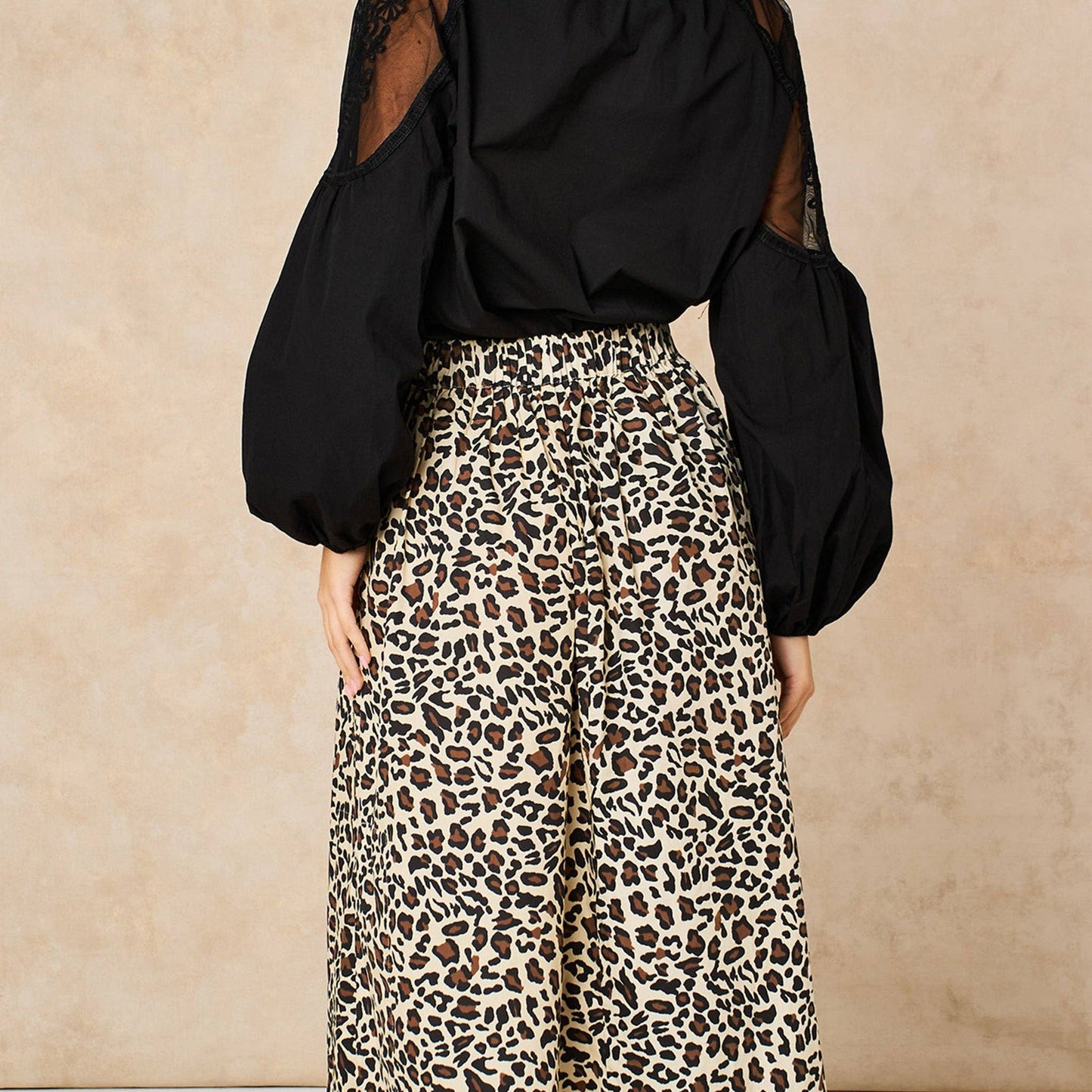 Leopard Print Cotton Midaxi Skirt in Neutral: Medium (UK 12-14)