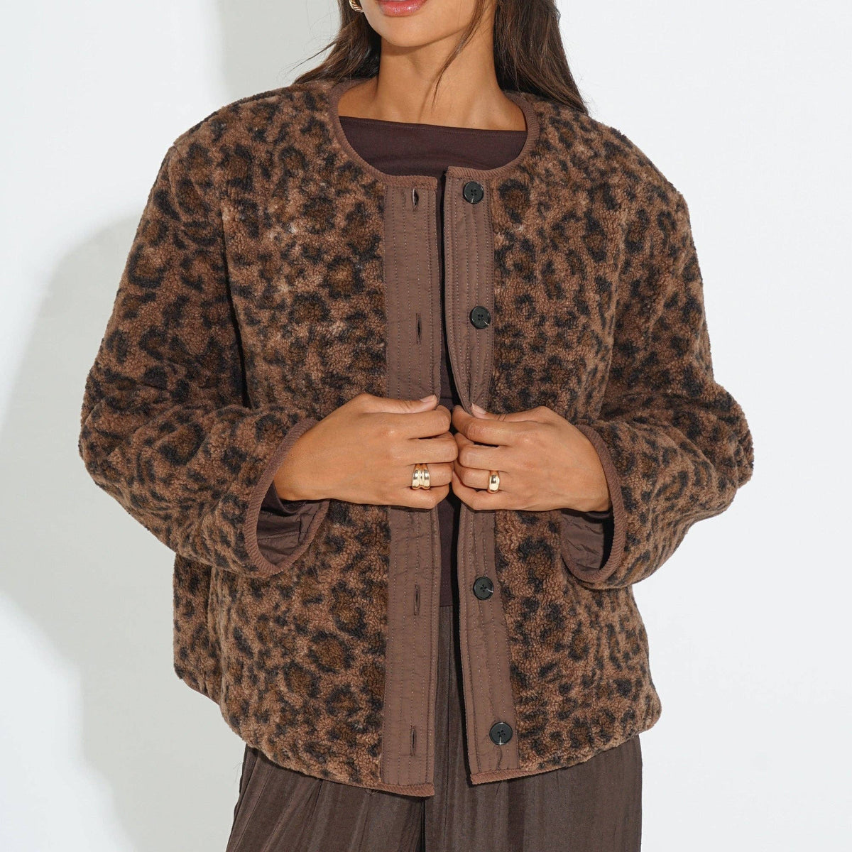 Leopard Print Reversible Jacket in Brown - Medium (UK 12-14)