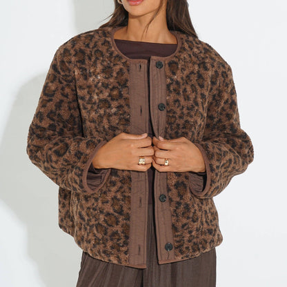 Leopard Print Reversible Jacket in Brown - Medium (UK 12-14)