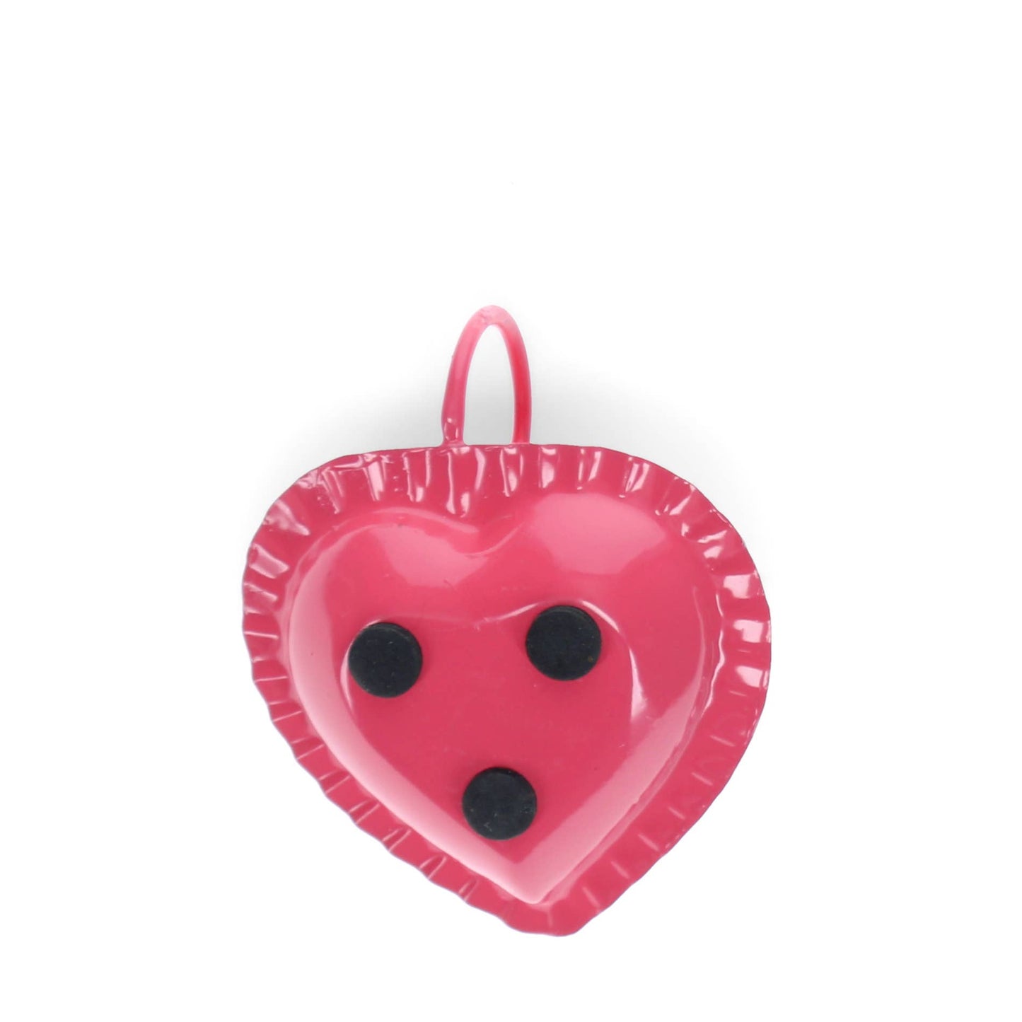 Enamel heart-shaped candle holder - Vibrant pink