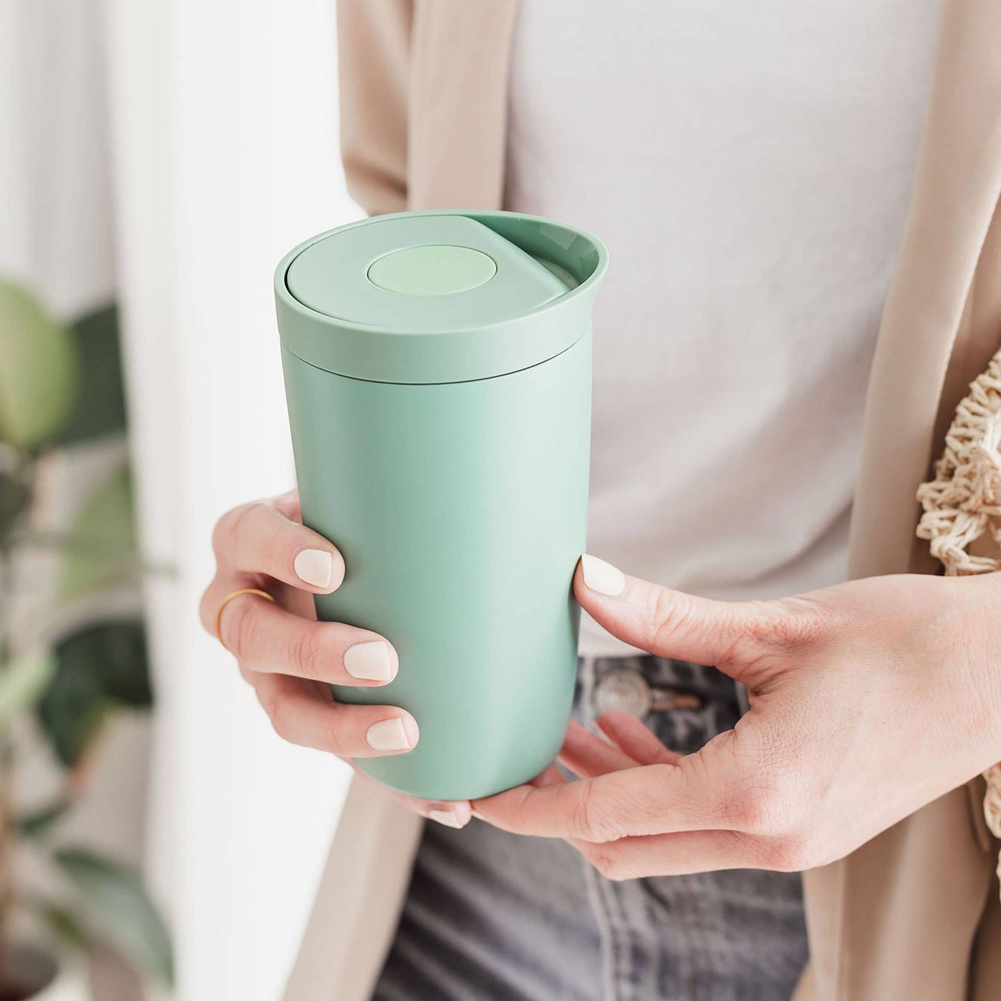 Stainless Steel Leakproof Insulated Travel Coffee Cup: Green