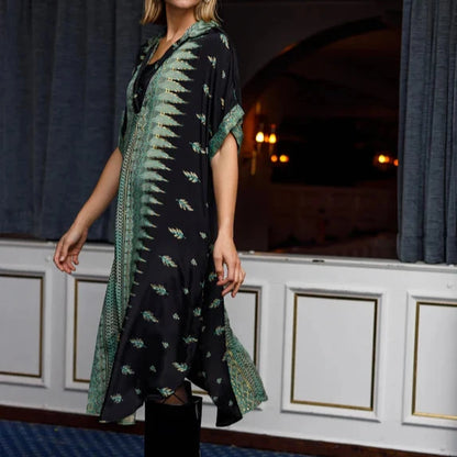 Black Colour Fall Green Kaftan Tunic