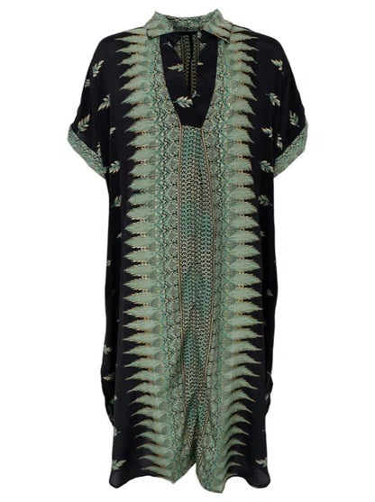 Black Colour Fall Green Kaftan Tunic