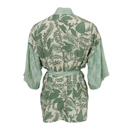 Short Kimono Floral Green Mix
