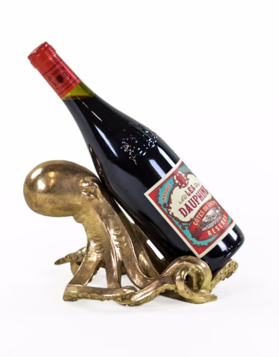 Gold Octopus Wine Bottle Holder-black flamingo store