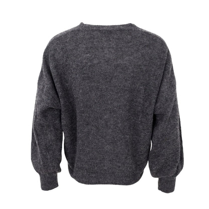 Black Colour Heavy Knit Cardigan - Charcoal
