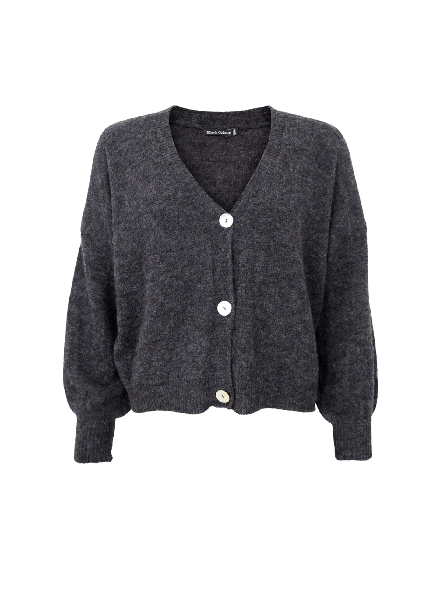 Black Colour Heavy Knit Cardigan - Charcoal