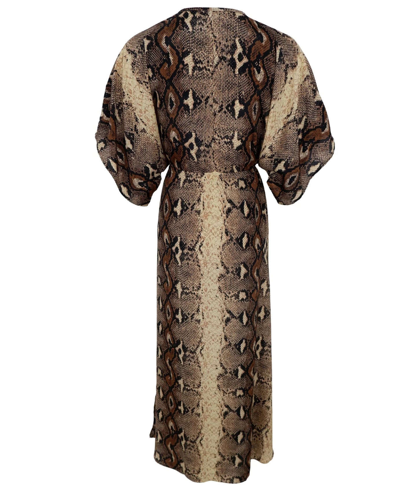 Black Colour Luna Long V Neck Dress - Python