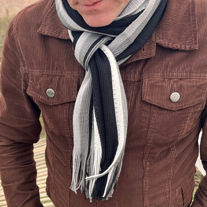 Sideline Collection - Light Retro Stripe Scarf - Hollis - Black