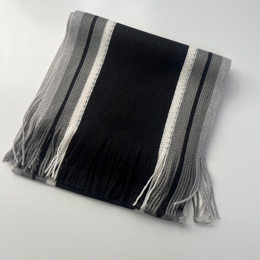 Sideline Collection - Light Retro Stripe Scarf - Hollis - Black