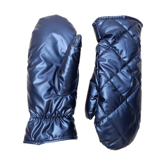 Quilted Mittens - Black Colour - Navy