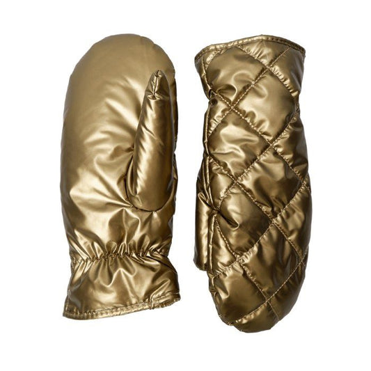 Quilted Mittens - Black Colour - Golden Sand