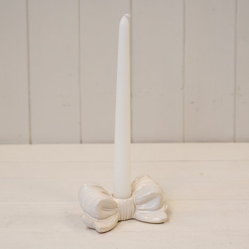Ceramic Glazed Neat Bow Candle Holder