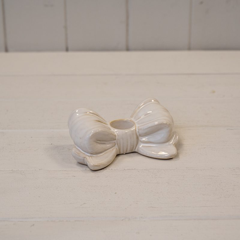 Ceramic Glazed Neat Bow Candle Holder