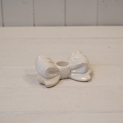 Ceramic Glazed Neat Bow Candle Holder