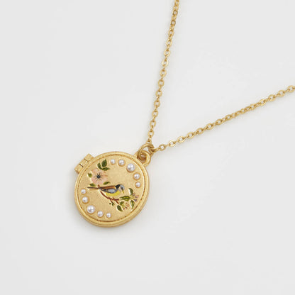 Fable England - Blue Tit Locket Necklace - Gold