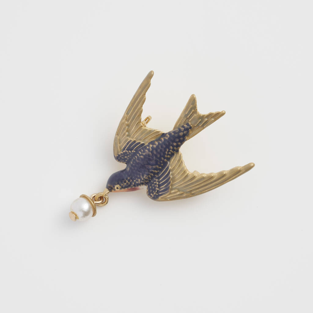 Fable England - Swallow and Pearl Brooch