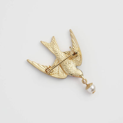 Fable England - Swallow and Pearl Brooch