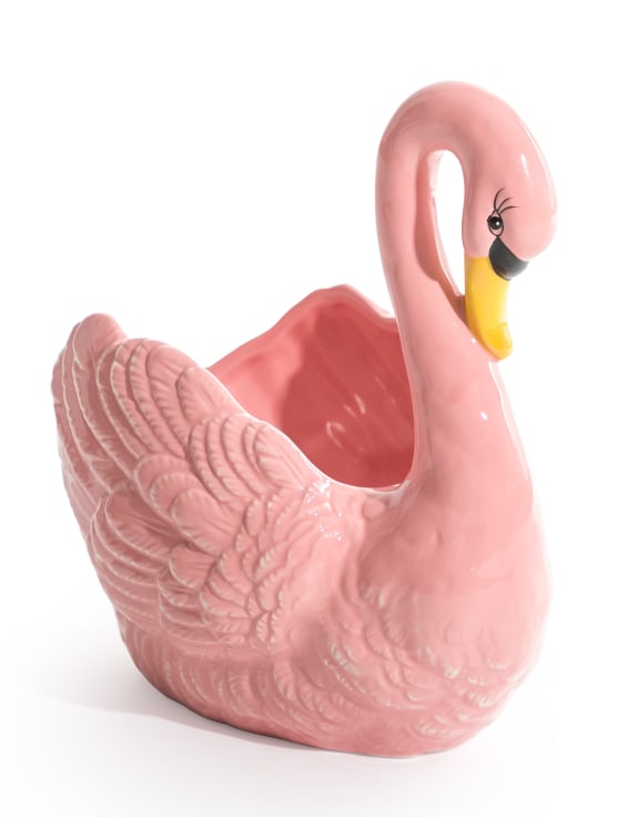 Pink Swan Ceramic Planter/Storage Bowl