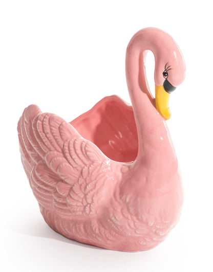 Pink Swan Ceramic Planter/Storage Bowl