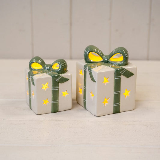 Led light White/Green Ceramic Present - 2 sizes