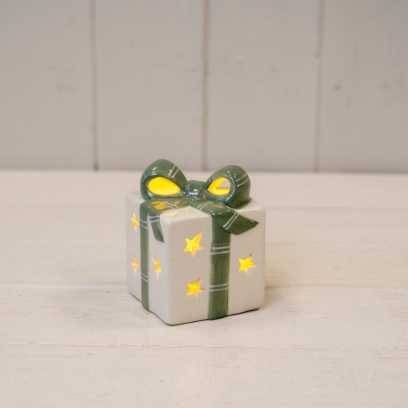 Led light White/Green Ceramic Present - 2 sizes