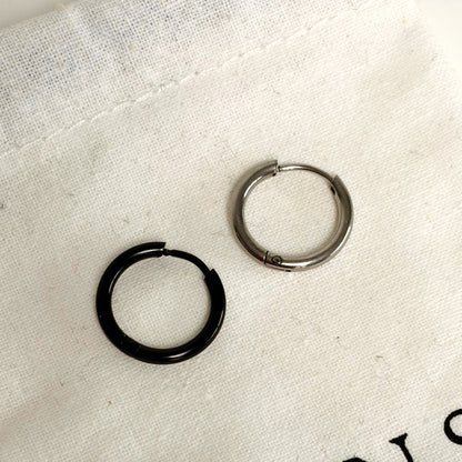 Sons Gifting Ltd - Stainless Steel Hoops - Black & Silver