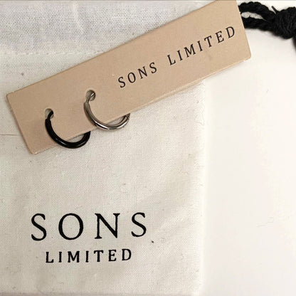 Sons Gifting Ltd - Stainless Steel Hoops - Black & Silver