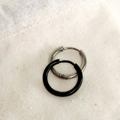 Sons Gifting Ltd - Stainless Steel Hoops - Black & Silver