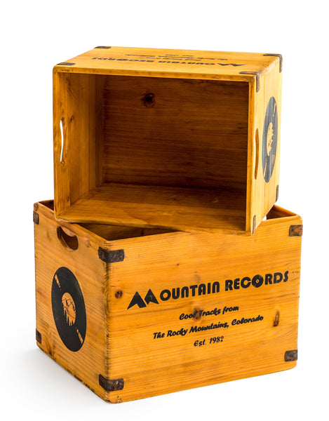 Antiqued Wooden LP Record Storage Boxes in 3 designs/2sizes.