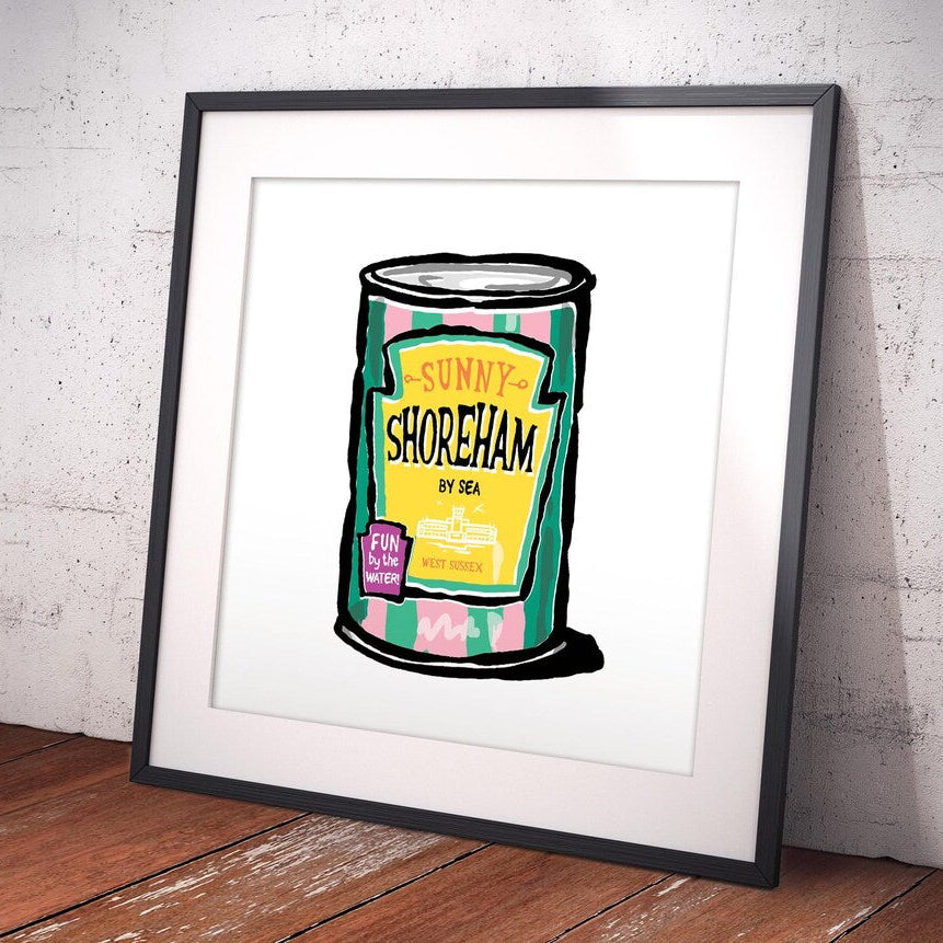 Framed print of Shoreham Beans Tin by Art Rascal