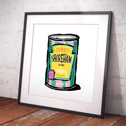 Framed print of Shoreham Beans Tin by Art Rascal