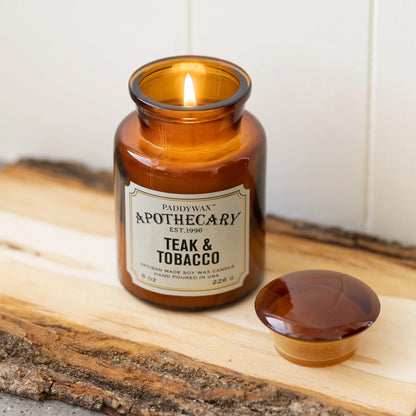 Paddywax - Apothecary 226g Glass Jar Candle - Teak & Tobacco