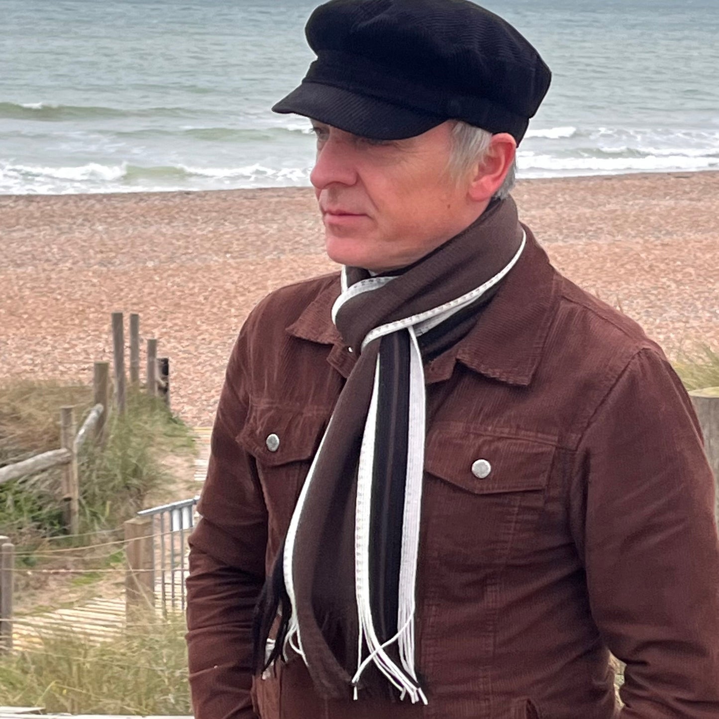 Sideline Collection - Light Retro Stripe Scarf - Hollis - Coffee