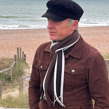 Sideline Collection - Light Retro Stripe Scarf - Hollis - Coffee