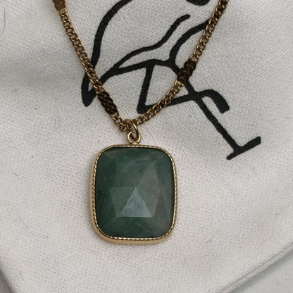 Black Flamingo - Dee Square Pendant Necklace - Green
