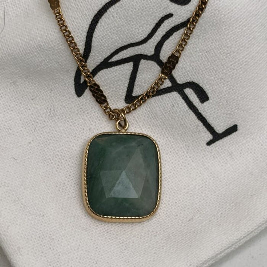 Black Flamingo - Dee Square Pendant Necklace - Green