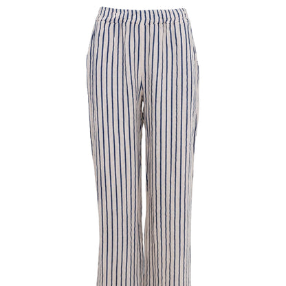 Melina Wide Linen Pant - navy Stripe