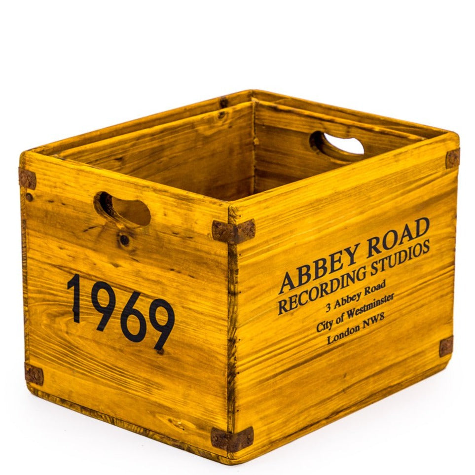 Antiqued Wooden LP Record Storage Boxes in 3 designs/2sizes.-black flamingo store