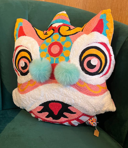 Dancing Lion Foam Filled Cushion-black flamingo store