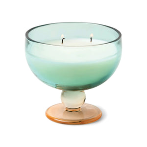 Glass Goblet candle - Teal & Orange Tinted Glass, Tobacco Patchouli - black flamingo store
