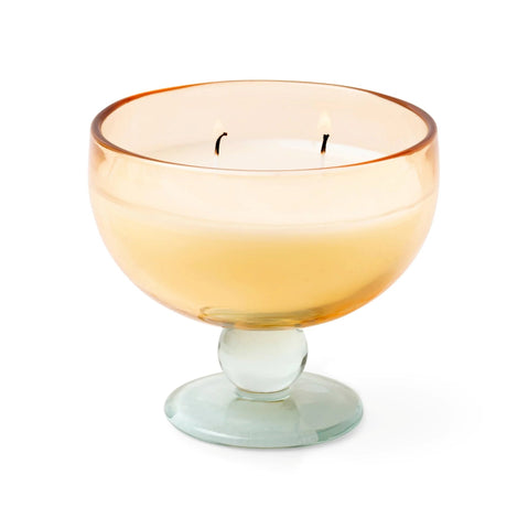 Glass Goblet candle - Yellow & Blue Tinted glass, Wild Neroli - black flamingo store