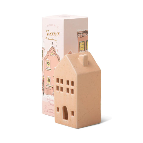 Incense Cone Holiday Pink Ceramic Townhouse - Persimmon Chestnut - black flamingo store