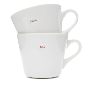 Keith Brymer Jones gift boxed pair "his and hers” retro wording mugs - black flamingo store