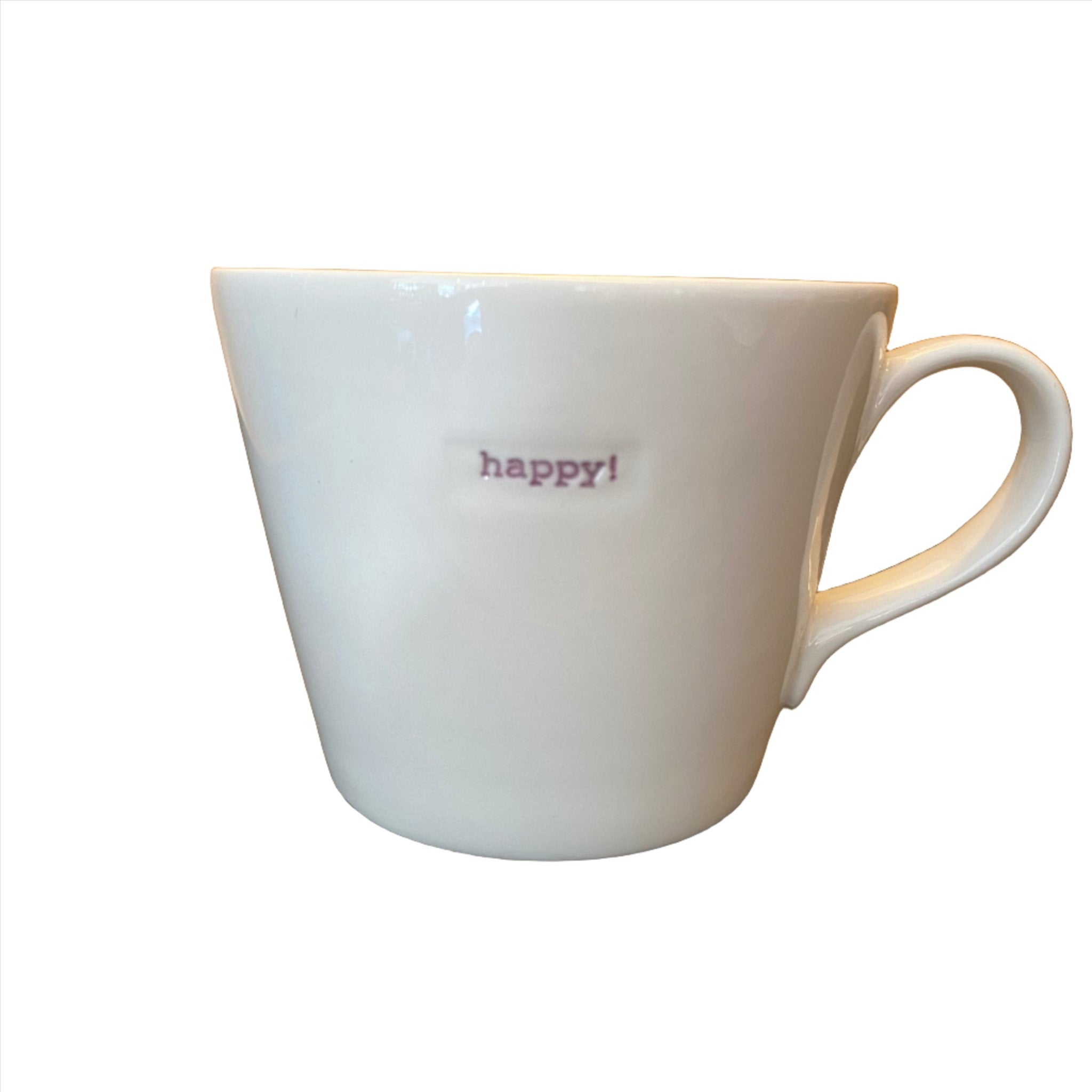 Keith Brymer Jones retro word range "happy!" (lilac) mug - black flamingo store