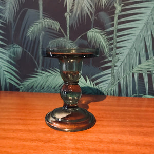 Medium Pillar Candle Holder in Moss Green Glass - black flamingo store