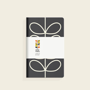 Orla Kiely A5 Notebook - Linear Stem Slate - black flamingo store