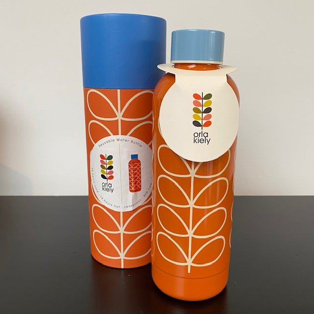 Orla Kiely Gift Boxed Stainless Steel Water Bottle - Linear Stem - black flamingo store